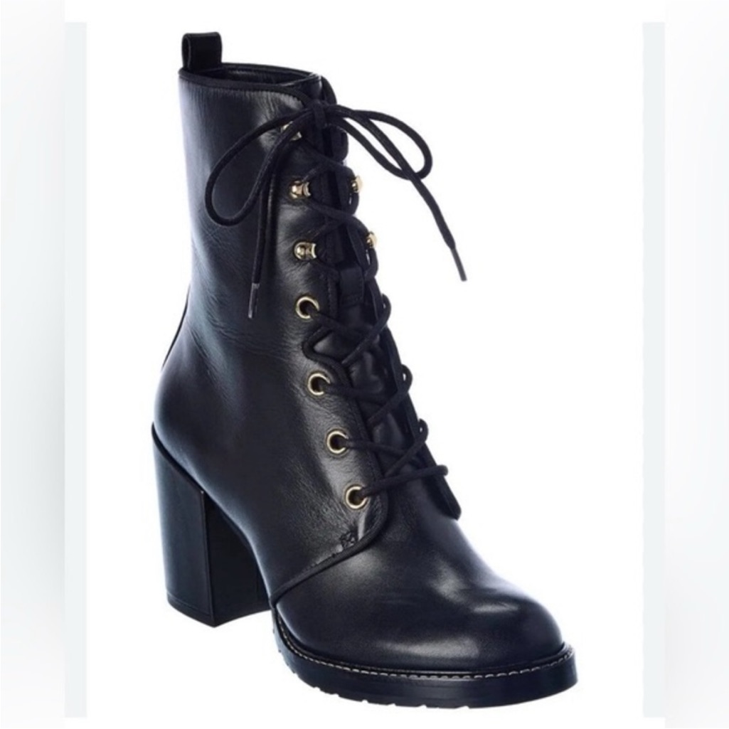 Stuart Weitzman Cassey Black Lace-Up Ankle Boots Size 5 #99